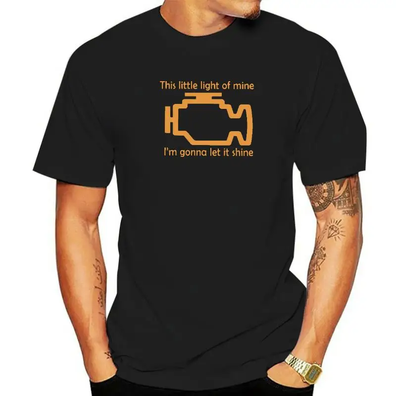 

Check Engine Let It Shine Mechanic T Shirts Men Premium Cotton Awesome T-Shirt Car Fix Engineer Tee Shirt Fitness Streetwear