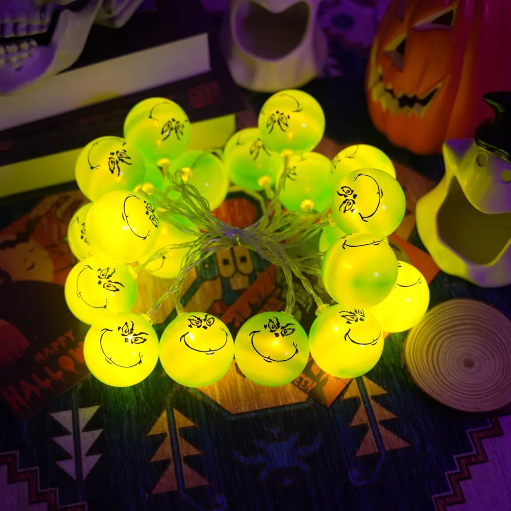 thumbnail image 1 of Cadena de luces navideñas para Año Nuevo, bolas verdes para interiores y exteriores, luces de hadas para jardín, decoración de árboles de Navidad con LED 705, 1 of 5