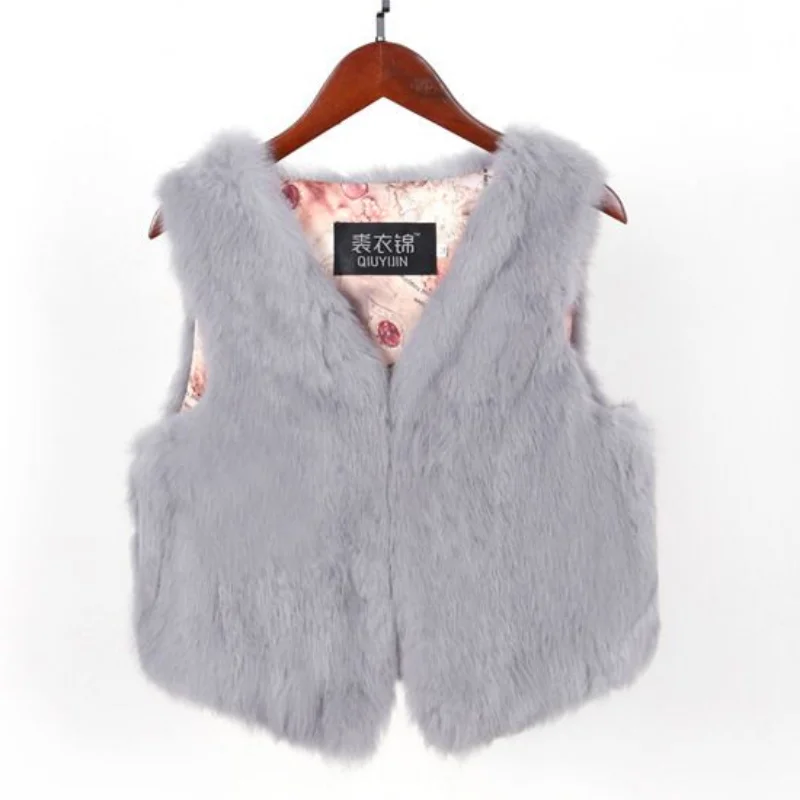 2023 New Skinny-looking Rabbit Fur Vest Women's Short Slim-fit Fur  Coat Clearance Sale