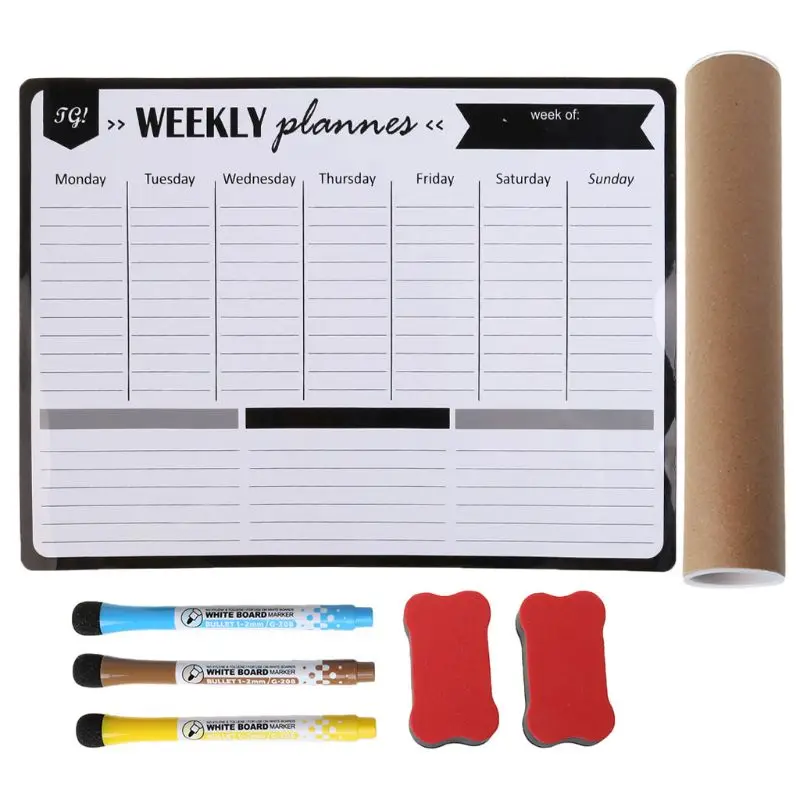 

Weekly Planner Soft Magnetic Whiteboard Fridge Magnets Drawing Message Board Remind Memo Pad Calendar Dropship