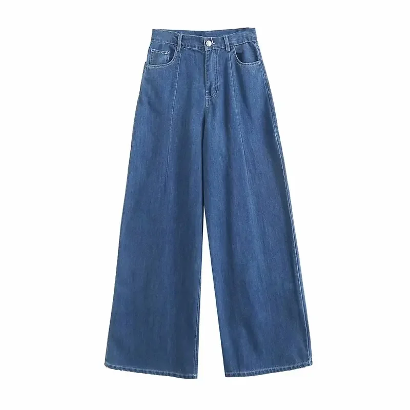 

CO Women's 2023 Fashion Chic Casual Joker Denim Wide-leg Pants Retro High Waist Side Pocket Women's Pants Mujer