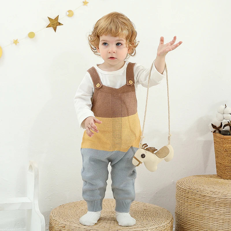 

Newborn Baby Bodysuit Fashion Striped Infant Girl Boy Jumpsuit Knitted Sleeveless Toddler Suspenders Kid Clothing 0-18M Overalls