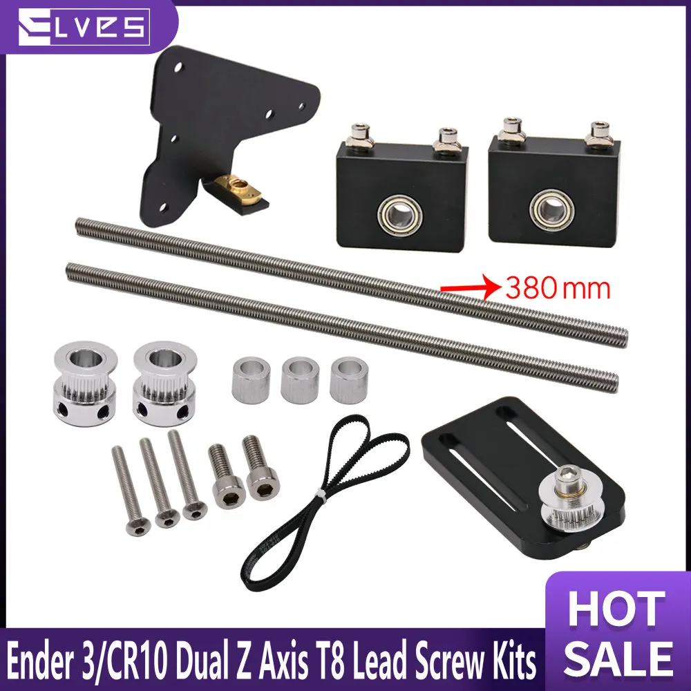 ELVES 3D Printer Parts Ender 3/CR10 Dual Z Axis T8 Lead Screw Kits  Bracket Aluminum Profile WIth Belt Pulley Upgrade Kits elves 3d printer parts ender 3 cr10 dual z axis t8 lead screw kits bracket aluminum profile with belt pulley upgrade kits