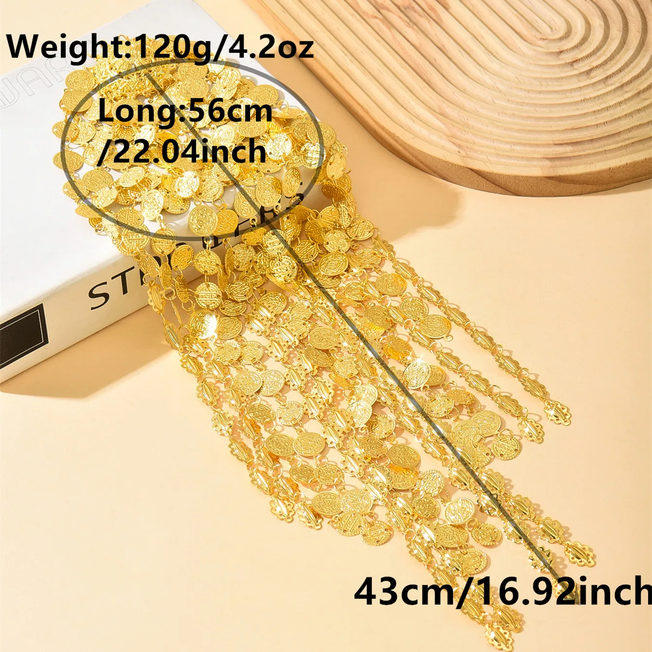 غطاء الرأس الذهبي بعملات متدلية – تصميم شرقي فاخر