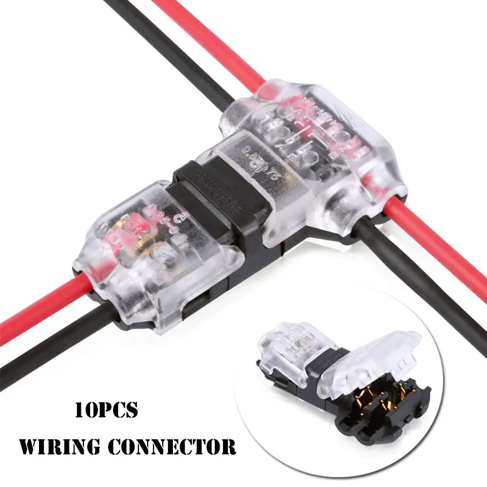 

10Pcs 1/2 Pin 1/2 Way Universal Compact Wire Wiring Connector 300V 10A T/H SHAPE Conductor Terminal Block With Lever AWG 18-24