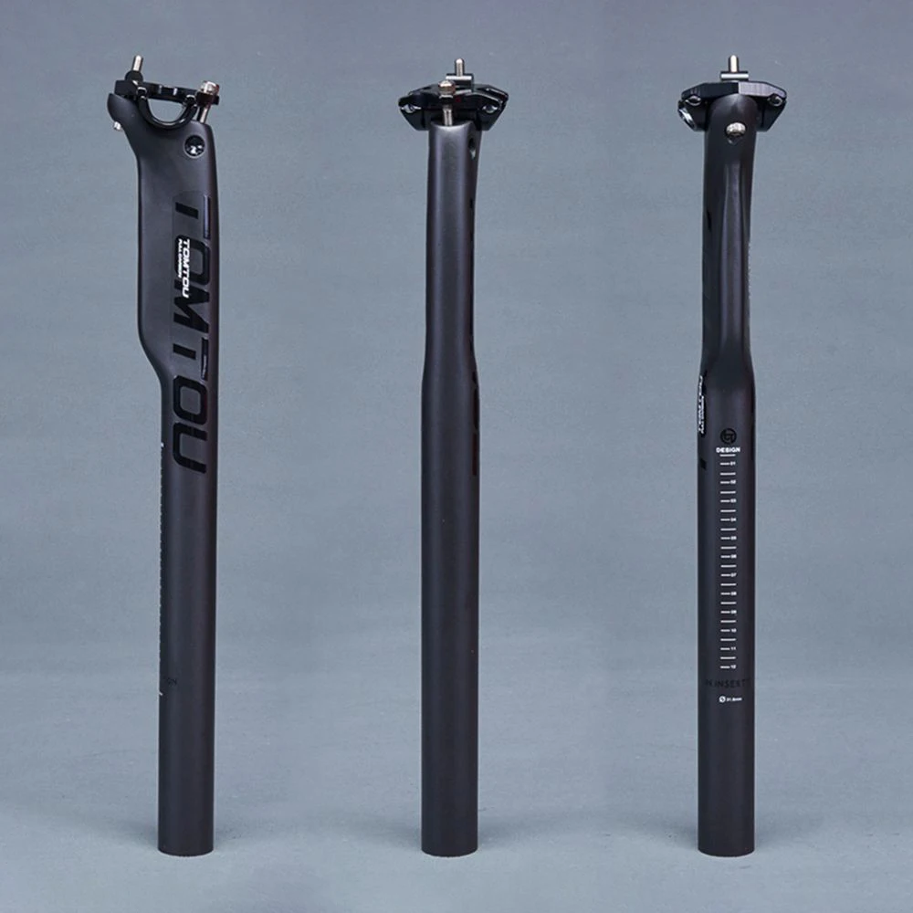 TOMTOU Mountain Bike Handlebar Seat Post Stem Carbon Fiber Handlebar Mountain Bicycle Handle Bar Sets Black Matte