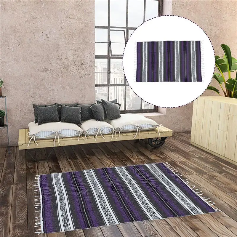 Authentic Mexican Falsa Blanket Hand Woven Yoga Mat Blanket - Foto 3