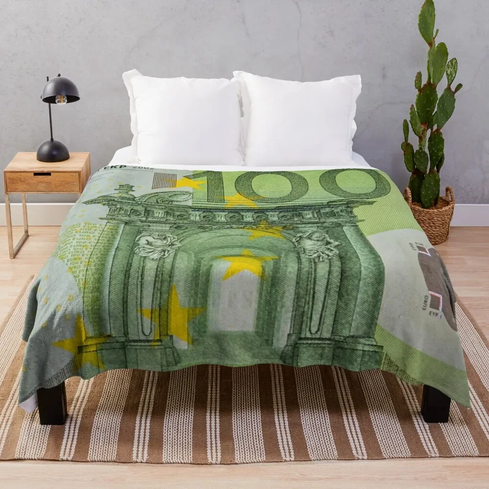 

100 Euro Note for Good Luck Throw Blanket Flannel Luxury Brand Flannels Blankets