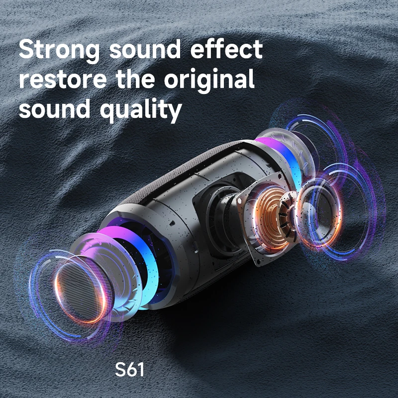 S61 Bluetooth Speaker,with IPX6 Waterproof Protection and Outdoor Bass Sound for Backyard and Beach Party,10W Loudspeaker HOT