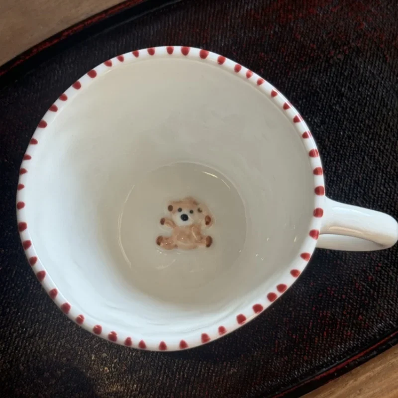 Ceramic Hand Drawn Bear Mug 300ml Relief Coffee Cup