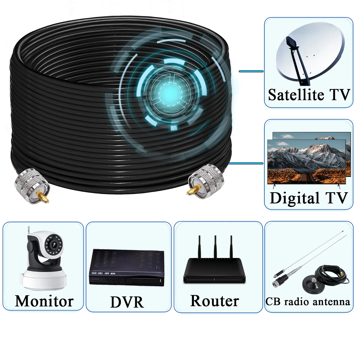 cabo PL-259 cabo coaxial 30cm 1m 30m
