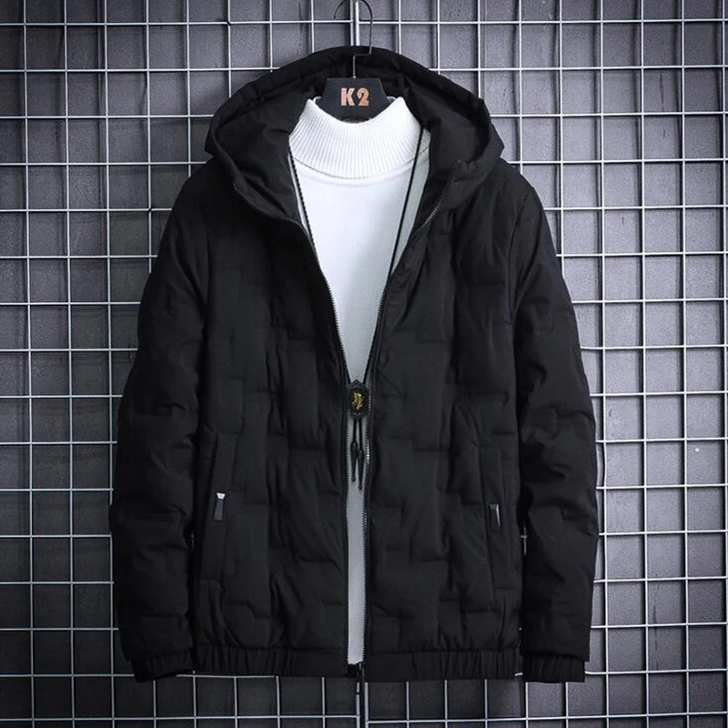 Men Parkas Windbreaker Thicken Warm Coat Men Winter Hooded Jacket Solid Color Parka Coat Male Fashion Streetwear Overcoat 5XL