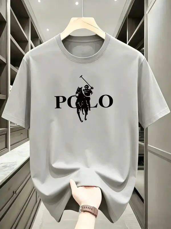 Men's Summer Simple and Fashionable Casual Business Short Sleeved T-shirt Round Neck Solid Color Sports Quick Drying Top - Image 4