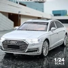1:24 AUDI A8 Alloy Car Model Diecasts Metal Vehicles Car Model Simulation Sound and Light Collection Boys Toy For Childrens Gift 1