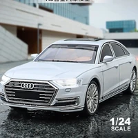 1:24 AUDI A8 Alloy Car Model Diecasts Metal Vehicles Car Model Simulation Sound and Light Collection Boys Toy For Childrens Gift 1
