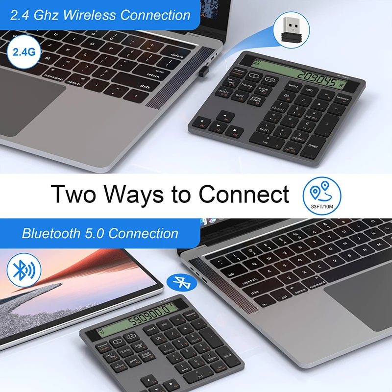 Teclado numérico inalámbrico Bluetooth 2,4G con pantalla