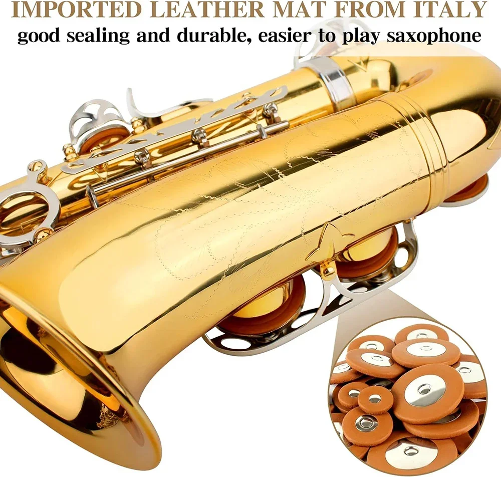 Gold Silver Eb Alto Saxophone for Beginners Adults Brass E Flat Key Type Saxophone Woodwind Instrument with Case Strap Glove