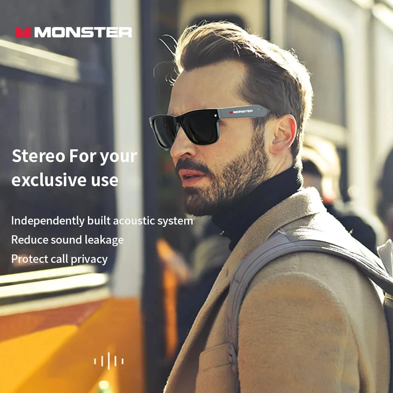 Monster S01 무선 블루투스 5.0, 야외 스포츠 선글라스 이어폰, 투명 렌즈 헤드셋, 통화 음악 안경