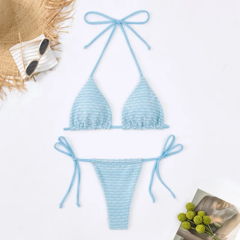 2024 Women String Velvet Triangle Bikini Bathing Suit,2 Piece Swimsuits Sexy Glitter Brazilian Thong Bikini