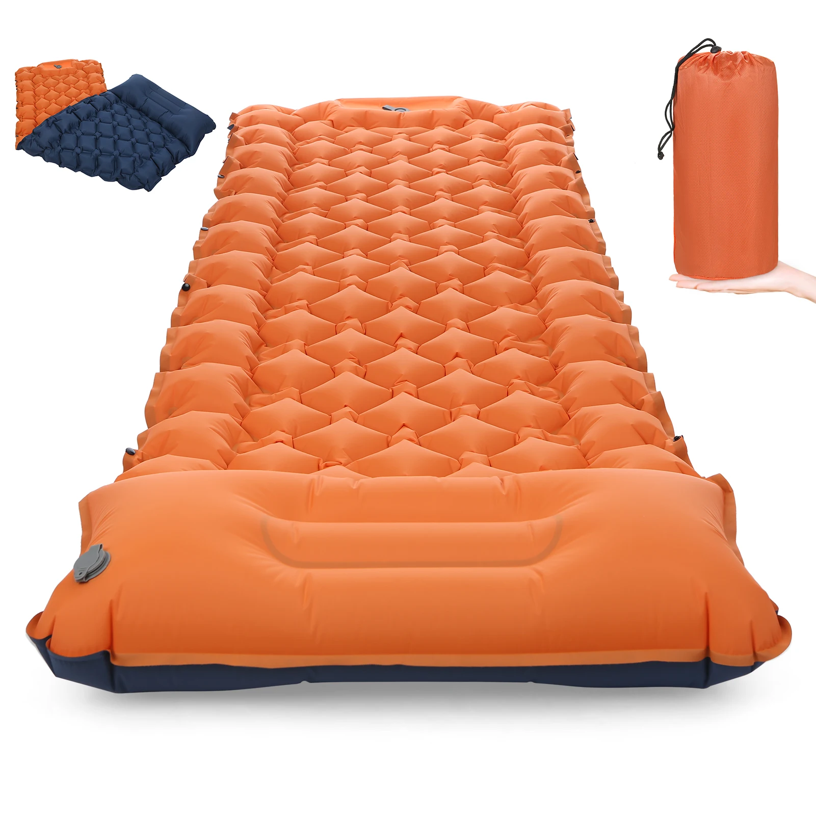 

Ultralight Camping Sleeping Pad with Pillow Built-in Pump Inflatable Sleeping Mat Waterproof Camping Air Mattress for Outdoor
