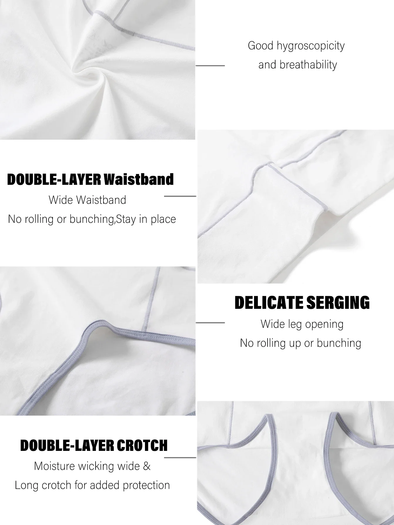 POKARLA 5pcs Women’s Cotton Underwear White High Waisted Panties Full Back Coverage Briefs Set for Postpartum/Surgery Recovery