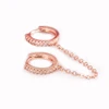 Boucles d'oreilles tendance en acier inoxydable pour femmes, 1 pièce, chaîne à Double perçage, fleur coréenne, Zircon, clous de perçage, bijoux à la mode
