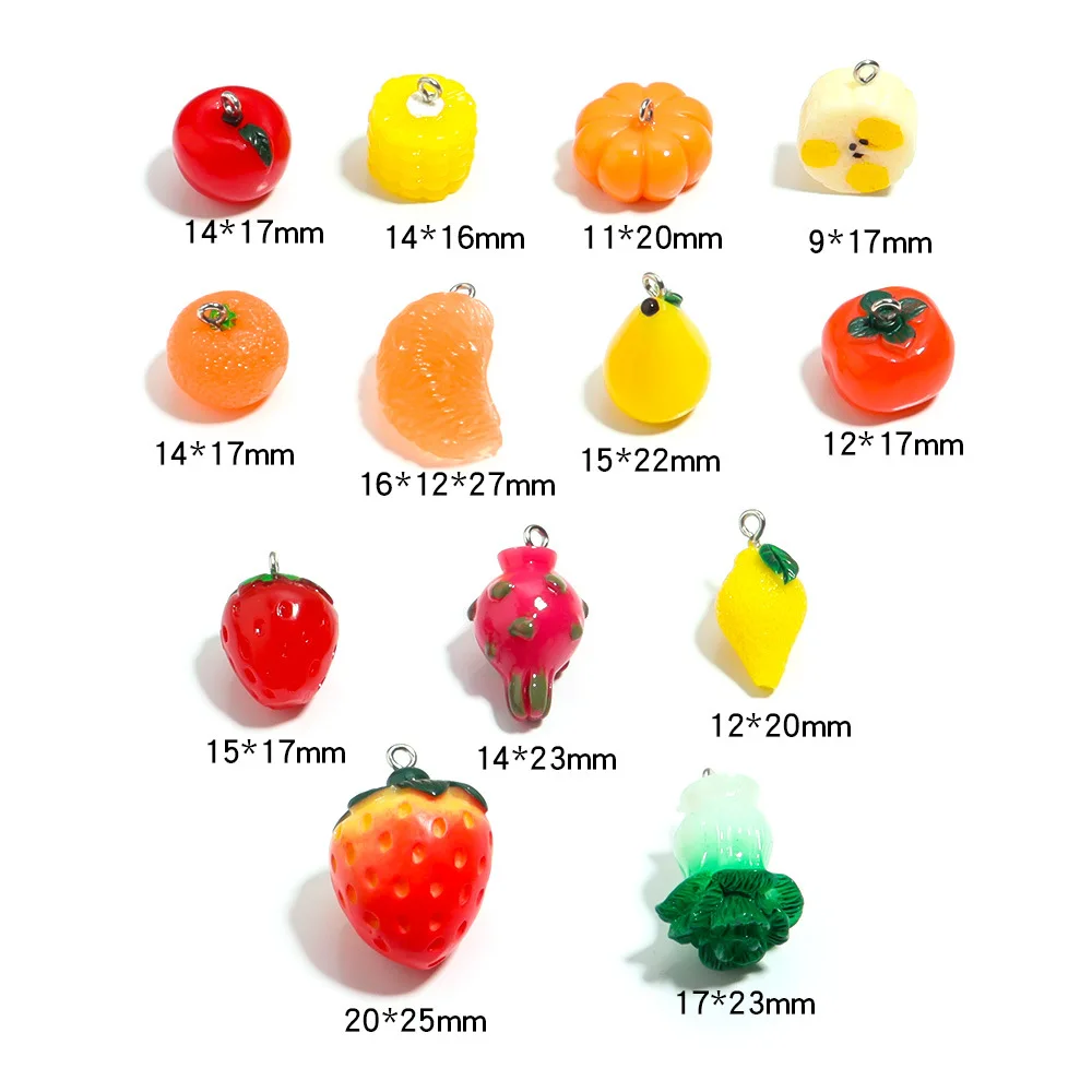 5 Stücke Obst Apfel Orange Kohl Harz Anhänger DIY Charms Ohrring Armband Halskette Schlüsselanhänger Schmuck Finden Zubehör – Detail 1