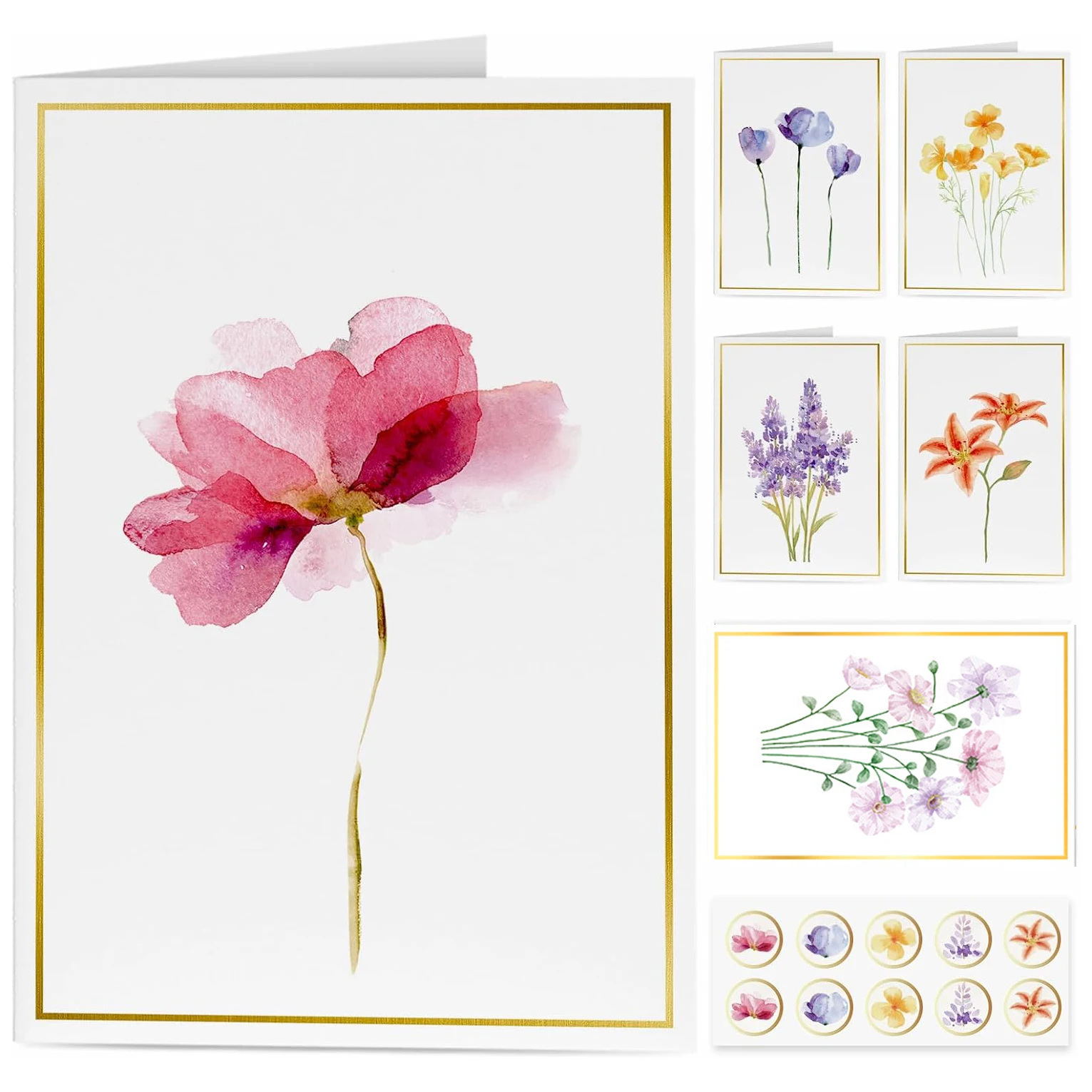Elegant Gold Foil Greeting Card Set with Envelopes - Versatile