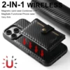 Carbon Fiber Leather Magnetic 2-in-1 Card Holder Wallet Phone Case Support Wireless Charging for iPhone 16ProMax 15Plus 14 13 12 4