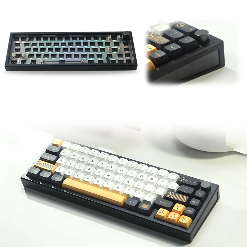 알루미늄 합금 기계식 키보드 키트, 프로그래밍 가능한 베어본 키보드 키트, 66 키, 남향 RGB