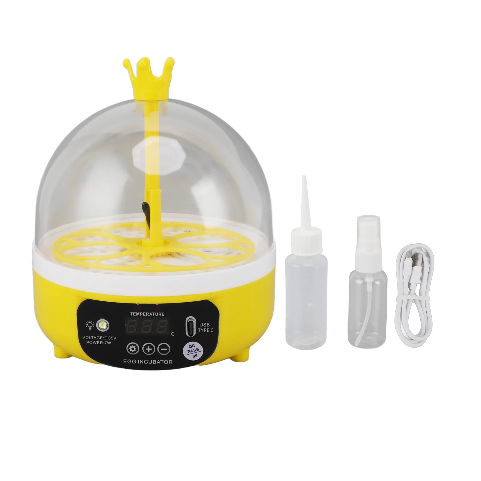 Poultry Hatching Machine ABS Automatic Temperature Humidity Control 4 Eggs Noiseless Egg Incubator Portable for School