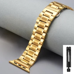 Premium Stainless Steel Watch Strap - Elegant Metal Bracelet Band for 42mm(Series 11 10) (Golden)