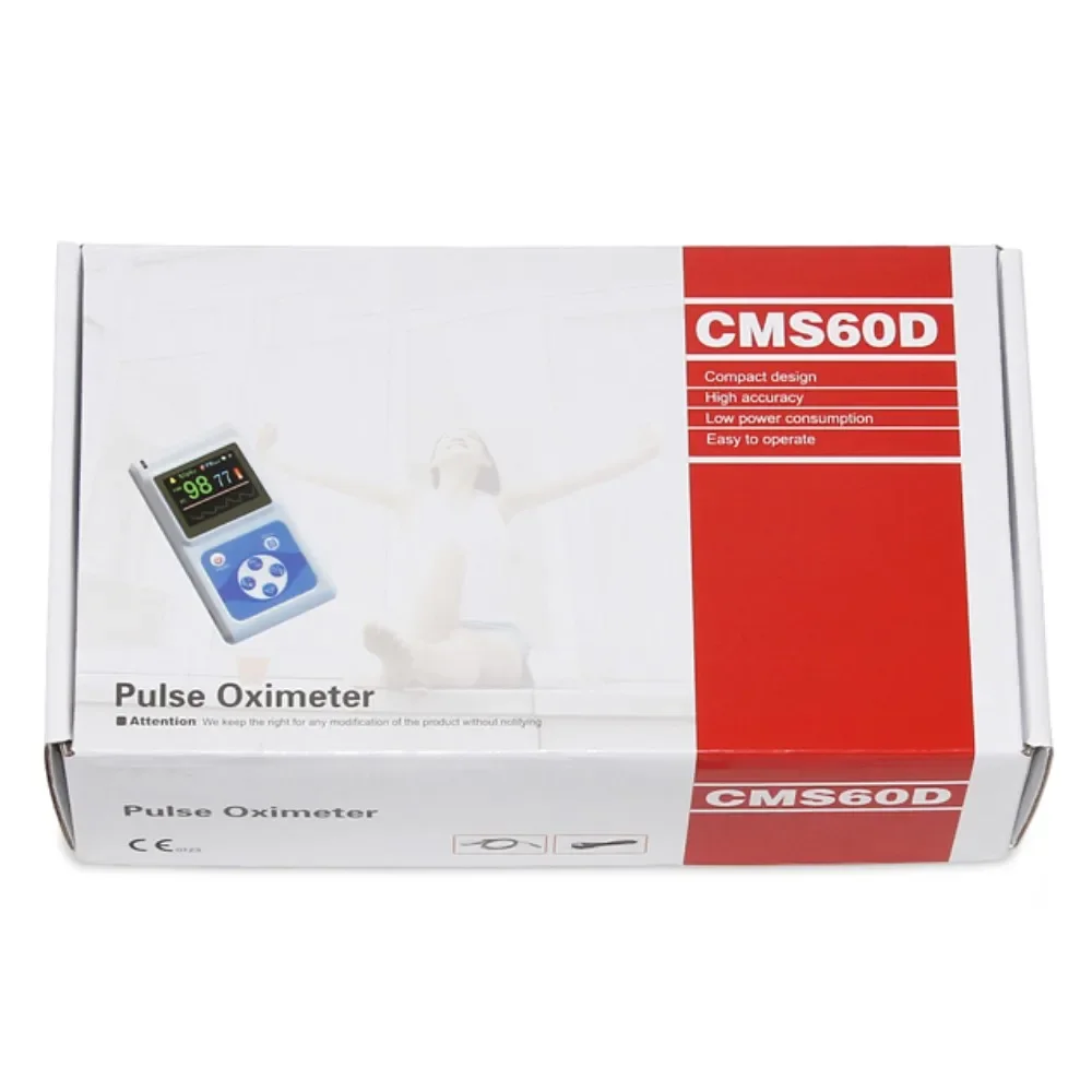 Handheld Pulse Oximeter Blood Oxygen Monitor CMS60D Paediatric SPO2 Clip Probe+Adult SPO2 Clip Probe+Neonatal Wrap Probe