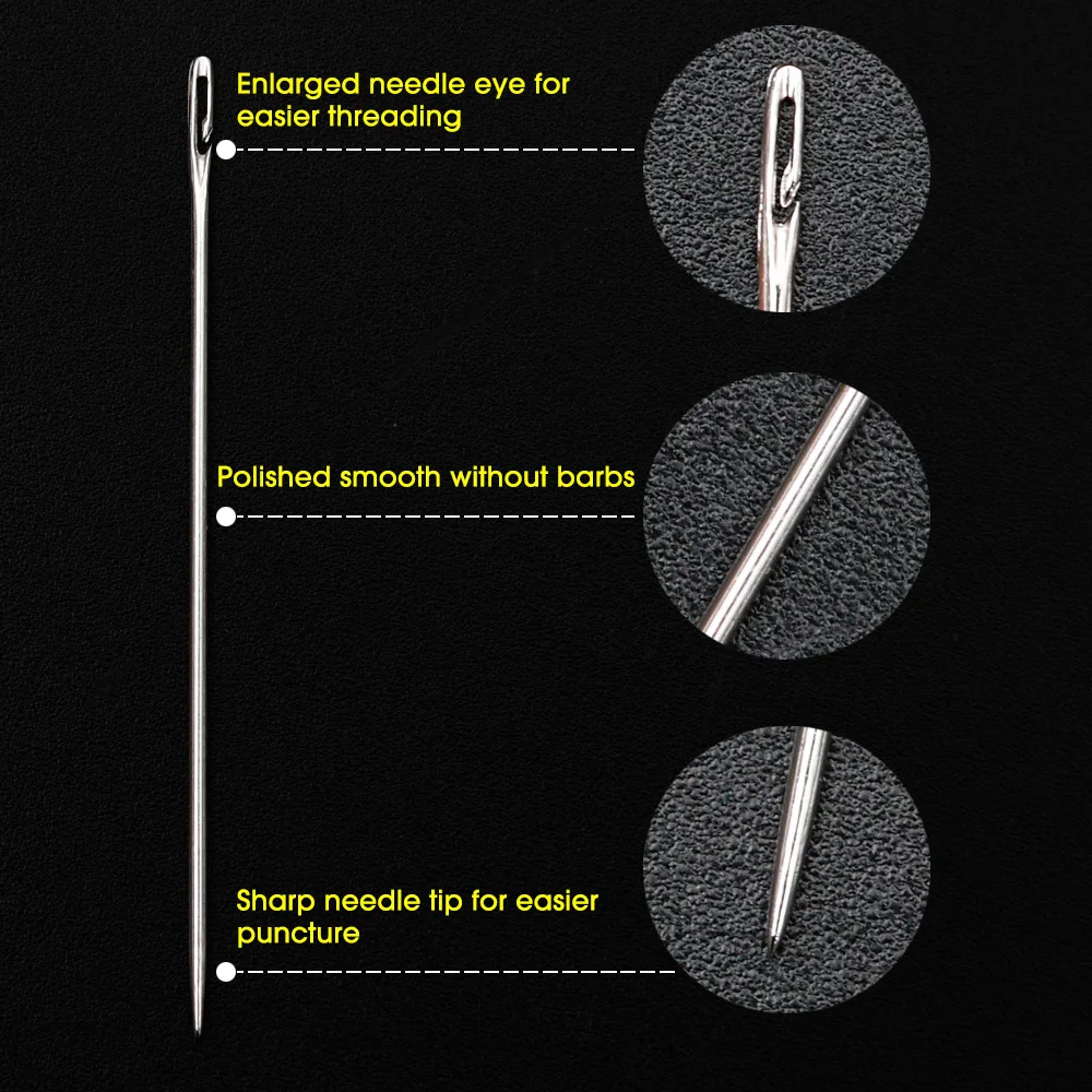 Description Picture 6 of item30/12Pcs Blind Sewing Needle Elderly Side Hole Stainless Steel Self Threading Needle for Stitching Pin Household DIY Sewing Tool