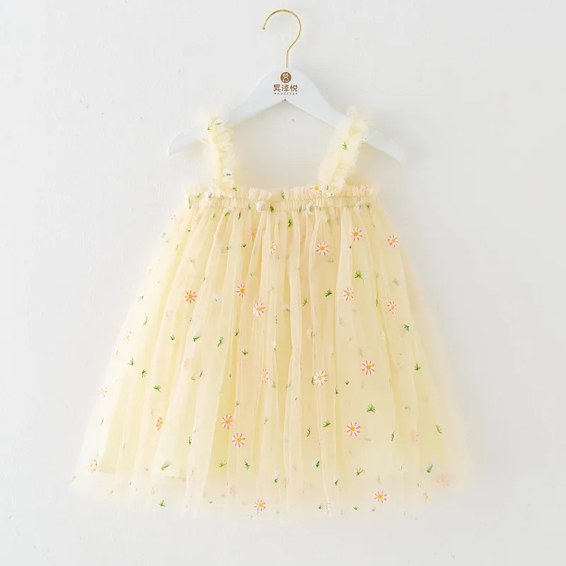 Baby Girl Dress Fashion Suspenders Embroidery Floral