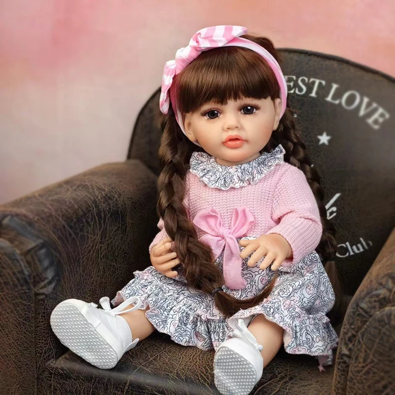 

55CM Reborn Dolls Realistic Full Silicone Baby Bebe Newborn Girl Doll Princess Toddler mini dolls Toy Gift