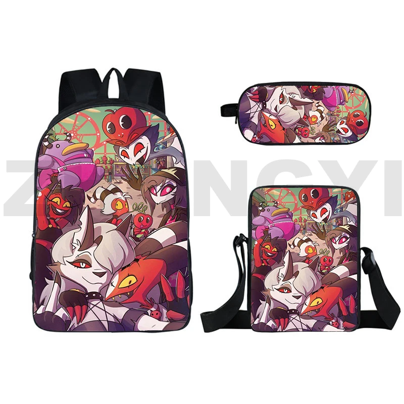 

Top Quality 3D Helluva Boss Backpack Women Bookbag Waterproof Nylon School Bags for Teenager Girls Hiking Trekking Laptop Bag
