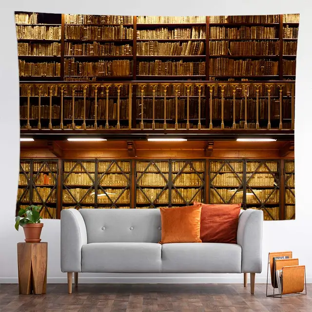 Bibliothèque murale suspendue rétro, tapisserie artistique pour décoration de maison, chambre à coucher, salon, bibliothèque mystère 3