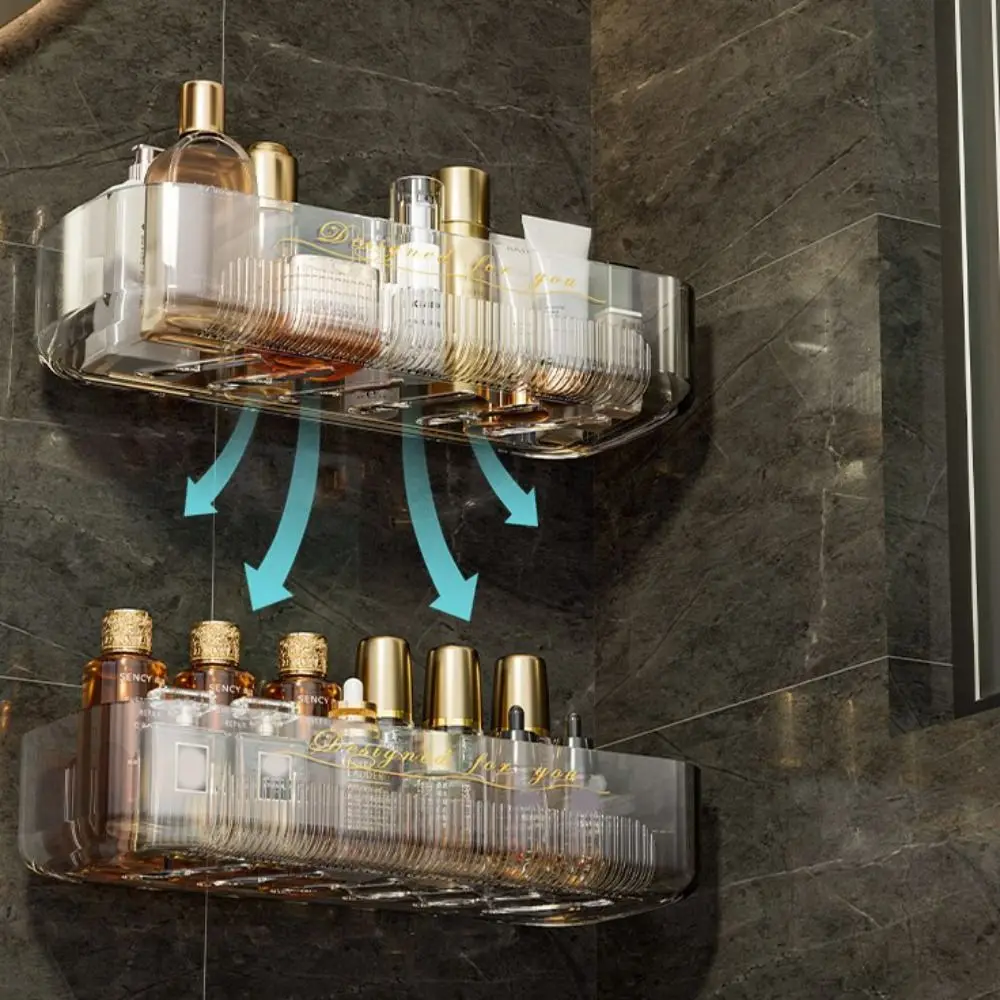 Wall Mounted Toilet Storage Rack Accessories No-punch Acrylic Bathroom Shelf Luxury Space Saving Kitchen Storage Organizer 4