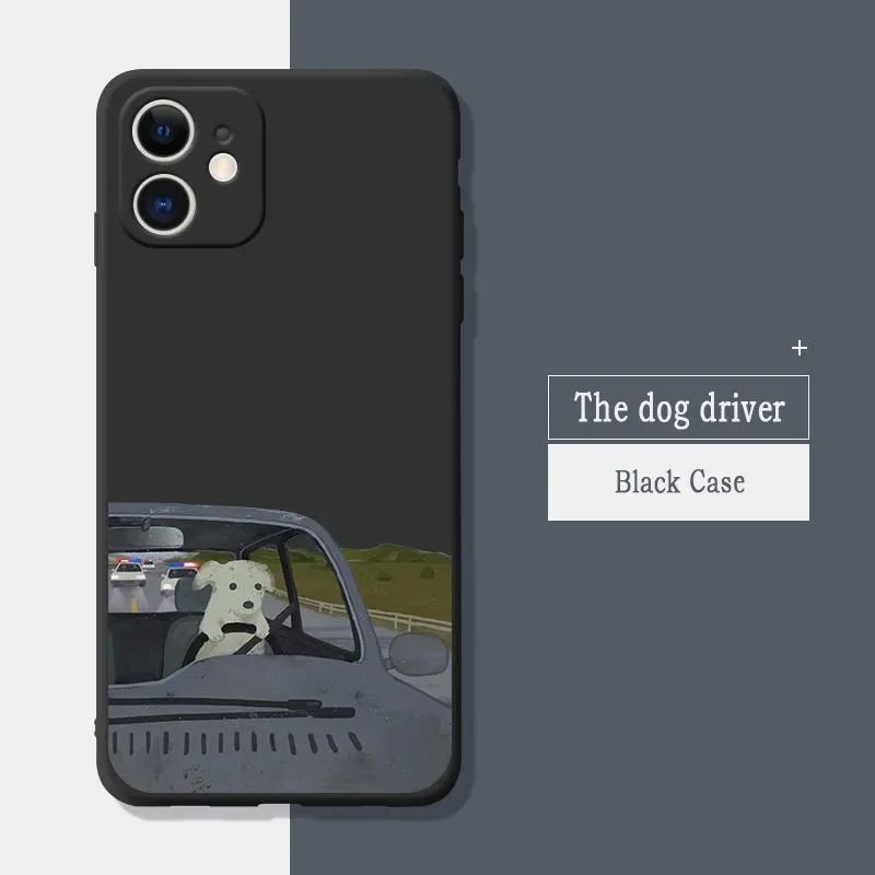 Whimsical Cartoon Couples Dog Phone Case - Soft Silicone Cover