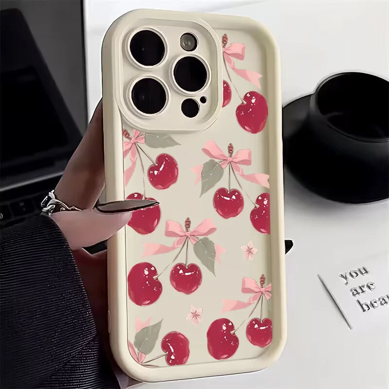 Charming Cherry Pattern Phone Case - Red & Pink Design