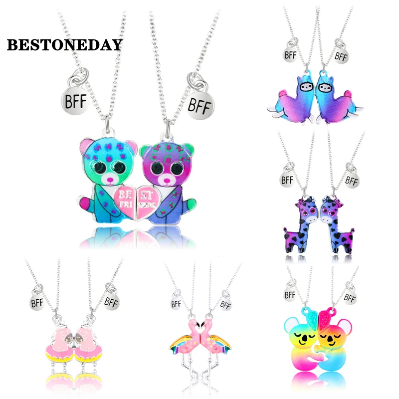 Cadena con colgante de dibujos animados para niñas, collar con imán de mejores  amigos, BFF, amistad, regalo de joyería para niños, 2 piezas| | - AliExpress