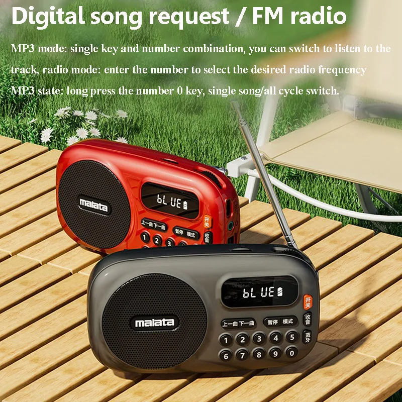Portable LED Screen FM Radio Best Reception 70-108mhz Radios Built-in 5W Loud Speaker Wireless Bluetooth Soundbar Music Player