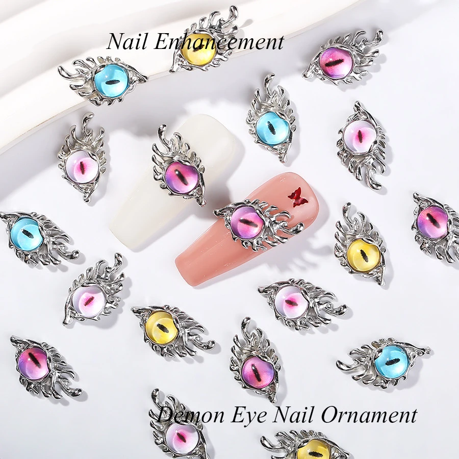 

10pcs/bag Retro Metal Demon Eye Nail Charms Ornament Alloy Owl Eye Nails Jewelry Decoration Salon DIY Manicure Accessories