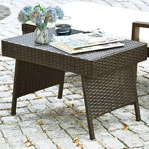 

Table Outdoor Poolside Garden Lawn Bistro Foldable Portable Leisure Standing Coffee Side Table, Espresso Brown Small coffee tab