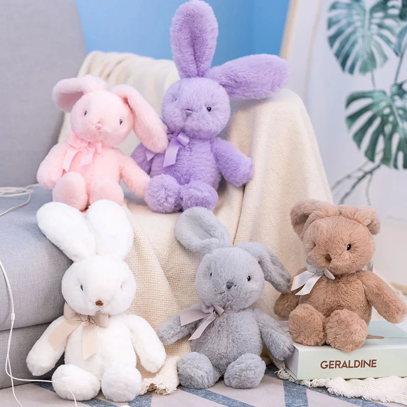 Oreiller cylindrique et écharpe douce, poupée lapin à gros yeux en peluche,  poupée lapin blanc, 90 cm violet : : Maison