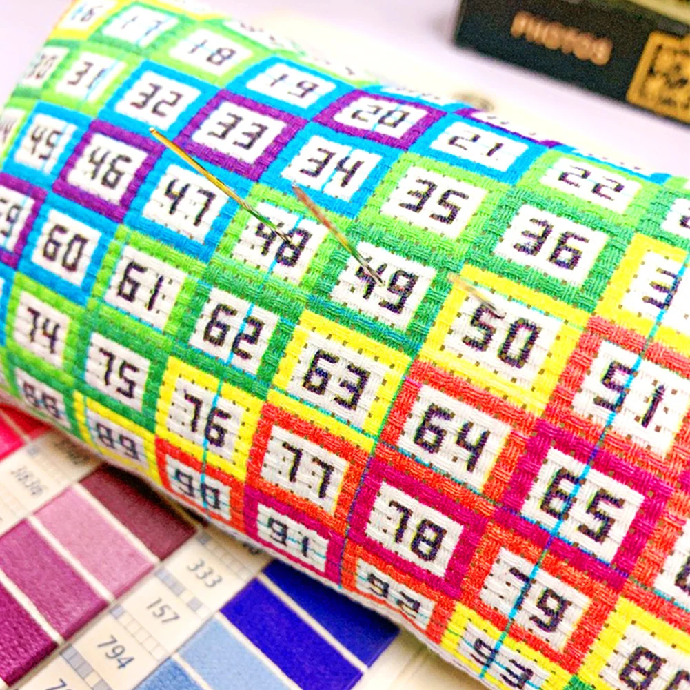 Sewing Needle Holder Number 1-98 Cross Stitch Embroidery Pin Cushion Colorful Needle Inserting Holder Rainbow Pillow Shaped Needlework DIY Crafts