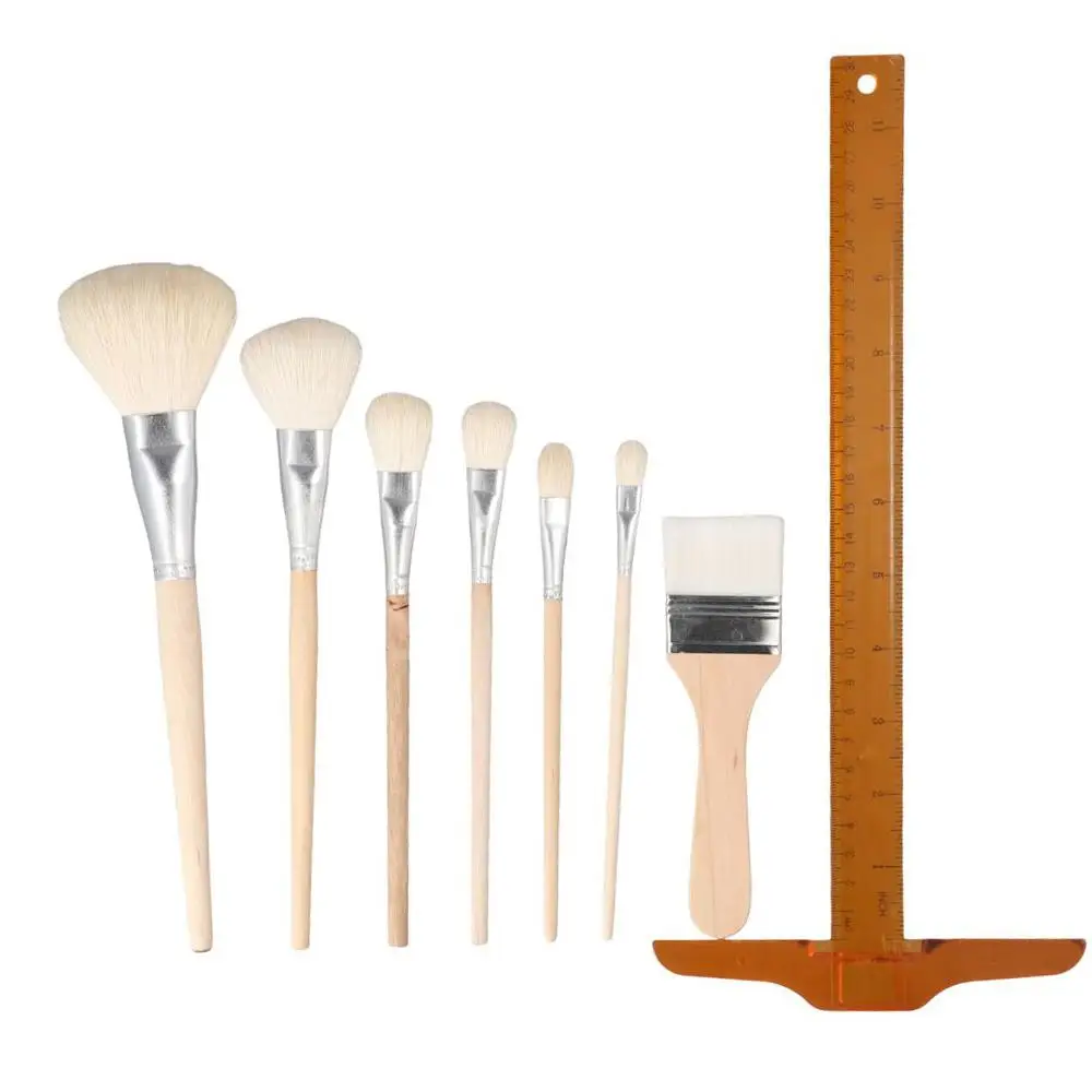 Mopppinsel aus Ziegenhaar, Holzfarbe, 7-teilig, vielseitiger Mischpinsel, multifunktionaler Mischpinsel aus Ziegenhaar für Ölgemälde – Detail 4