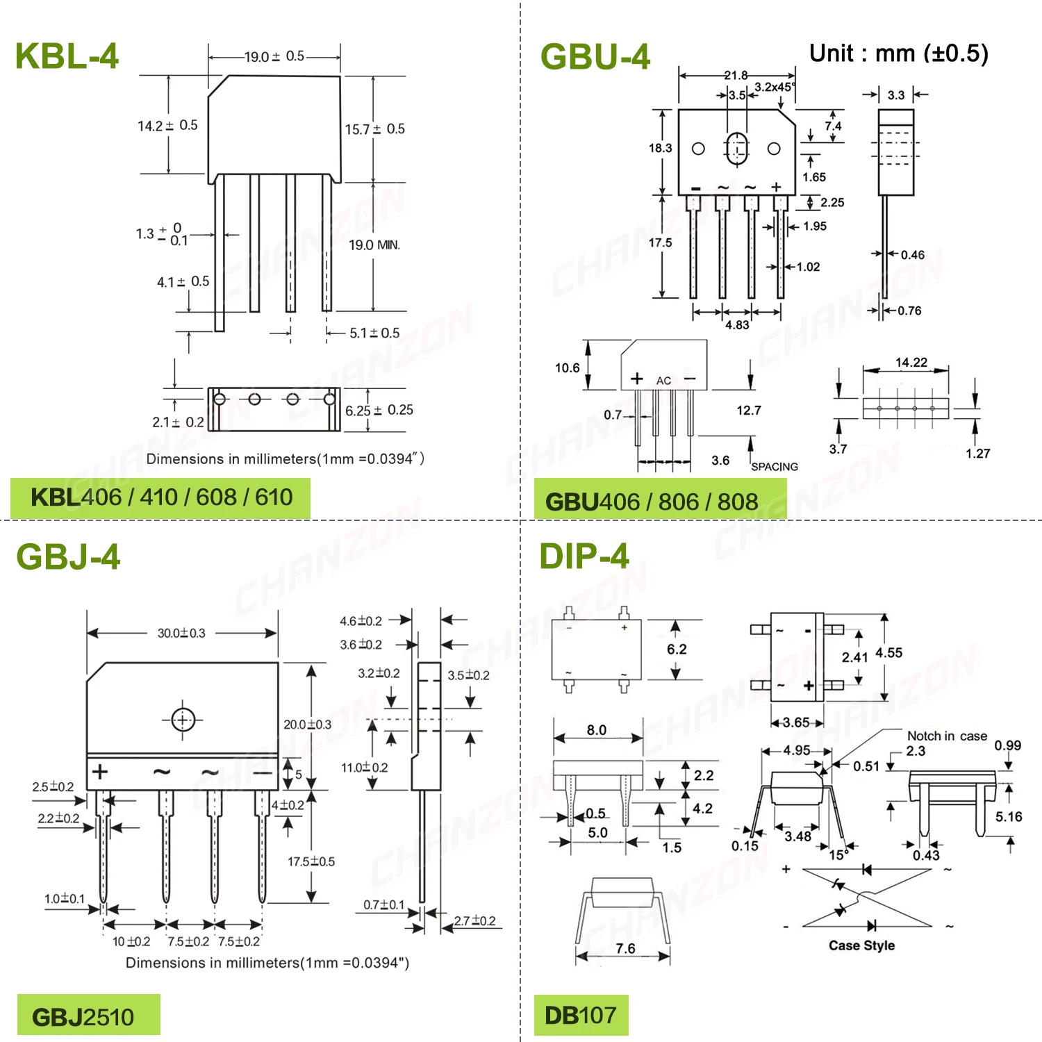 KBP206 KBP210 KBP310 KBL406 KBL410 KBL608 KBL610 GBU406 GBU806 GBU808 GBJ2510 DB107 KBPC610 Diode Bridge Rectifier 800V 1000V diode bridge rectifier rectifier diodes electrical rectifier diodes