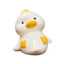 Yellow Ceramic Duck Figurine - Miniature Collectible Ornament & Decorative Craft (Style A)